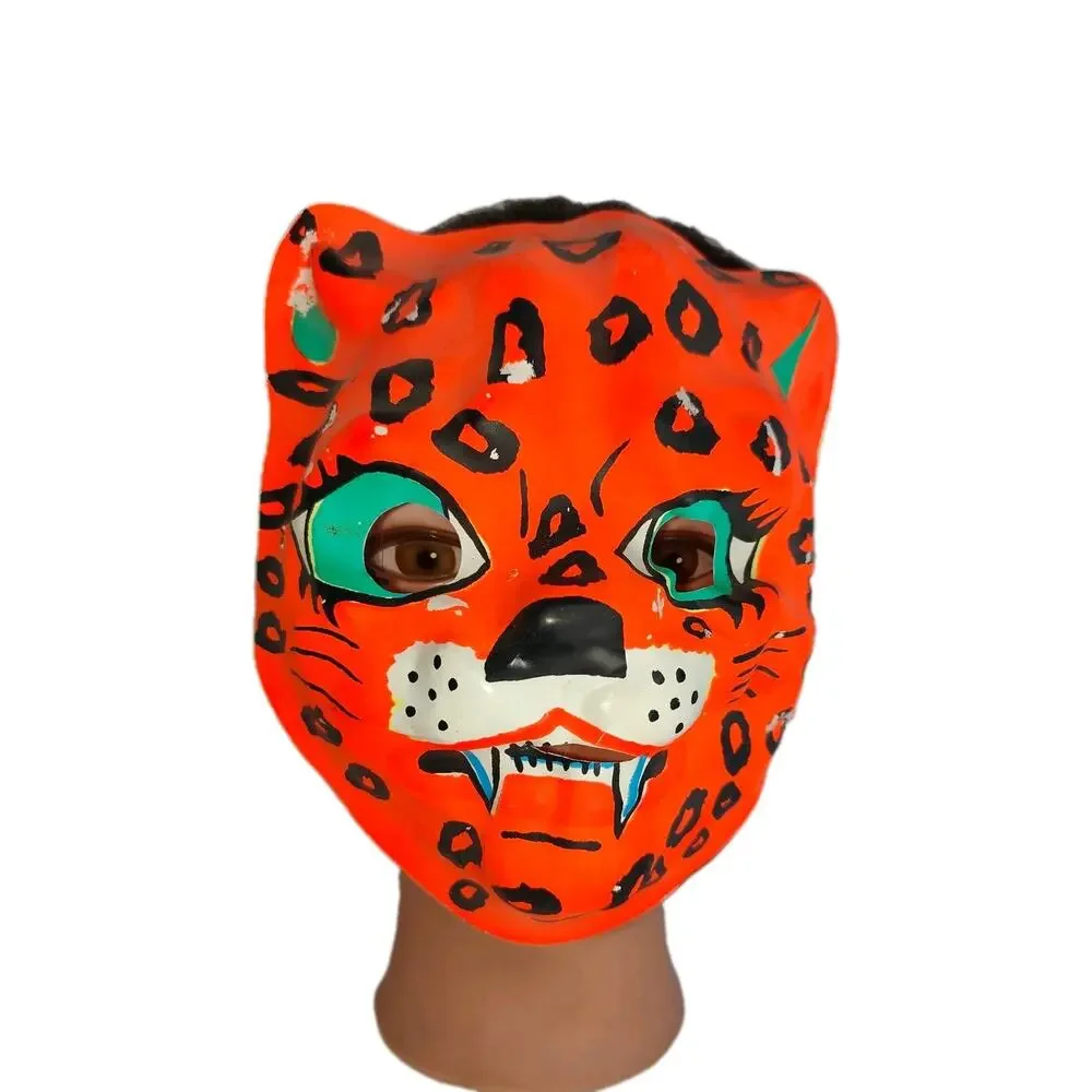 Vintage Ben Cooper Child's Mask Leopard Black Light Glow Rare Halloween Day Glow